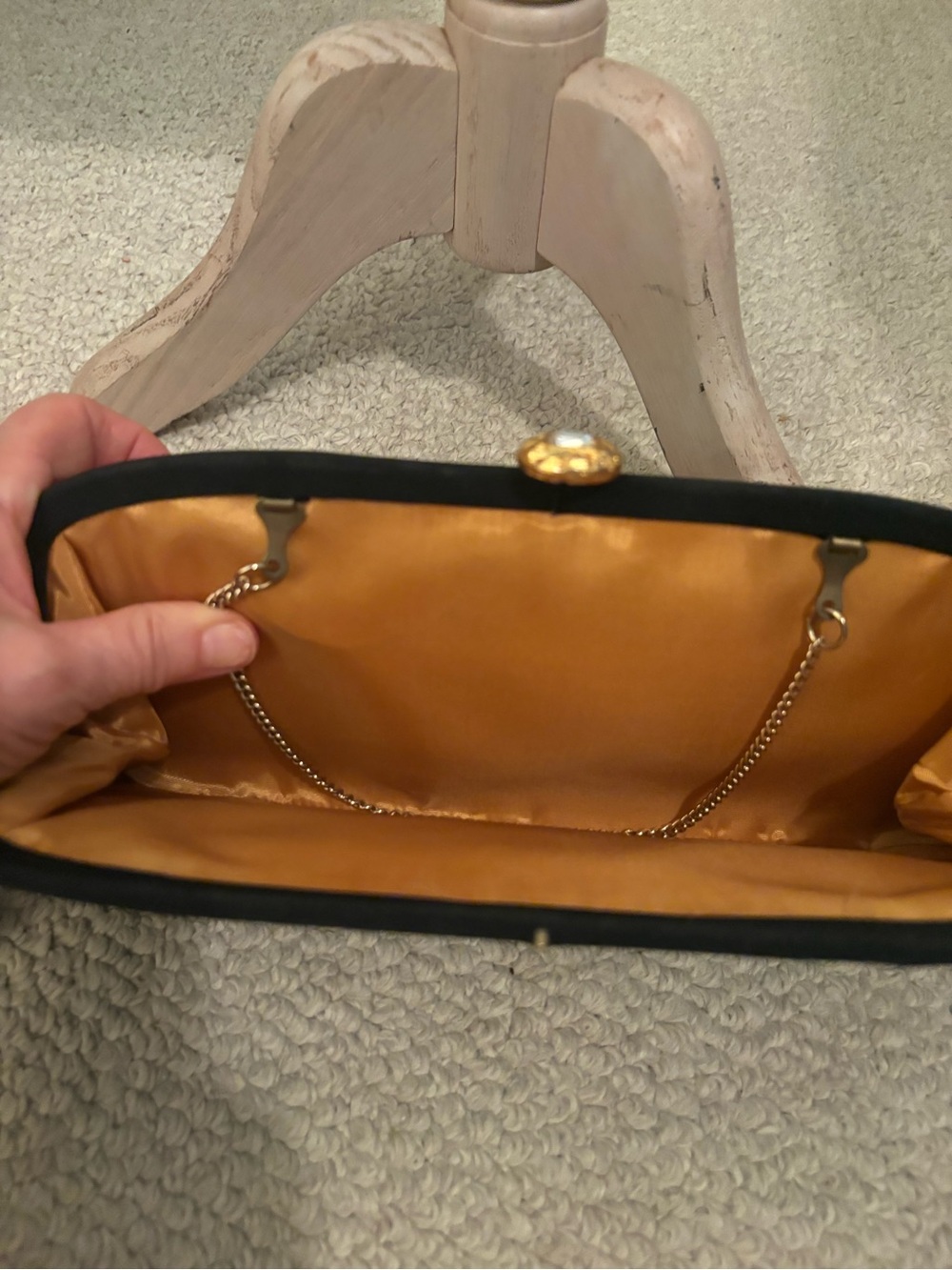 Vintage Classic Black Evening Clutch Handbag closure with rhinestone - Picture 3 of 4